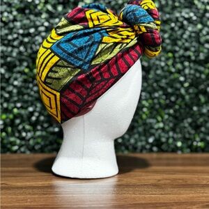 Multicolor Satin Geometric Pattern Headwrap